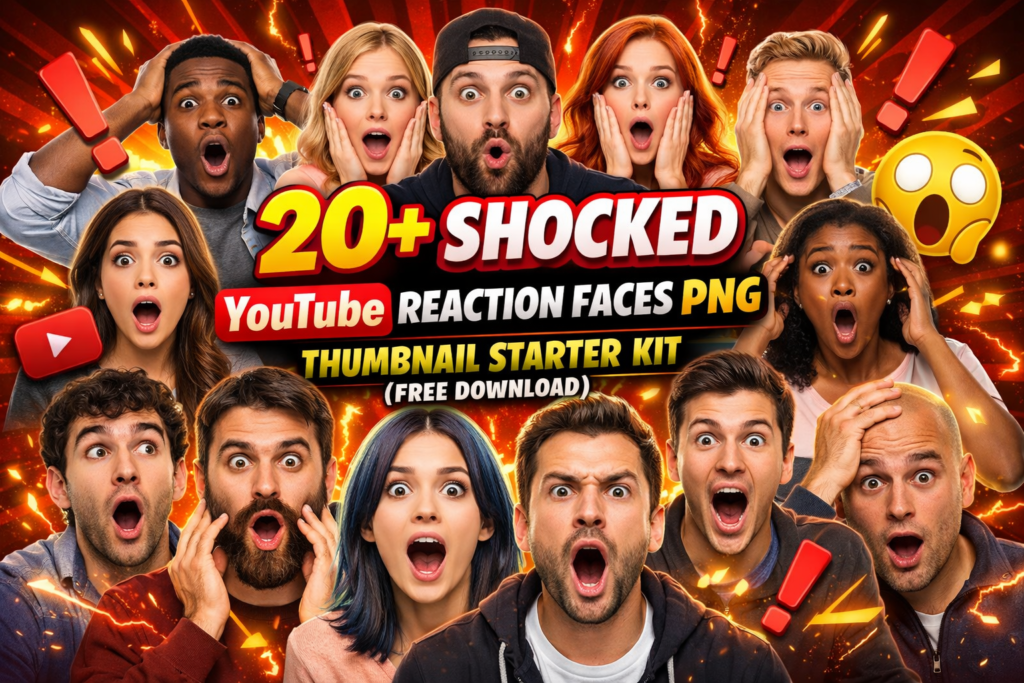 20+ Shocked YouTube Reaction Faces PNG – Transparent Thumbnail Starter Kit (Free Download)